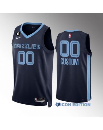 Custom 00 Memphis Grizzlies Navy Jersey 2022-23 Icon Edition Swingman