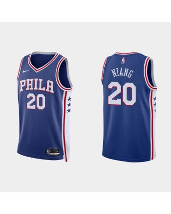 Philadelphia 76ers 20 Georges Niang 2022-23 Icon Edition Royal Men Jersey