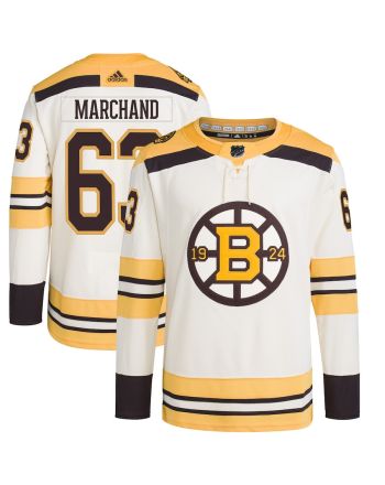 Brad Marchand 63 Boston Bruins Primegreen Men Jersey - Cream