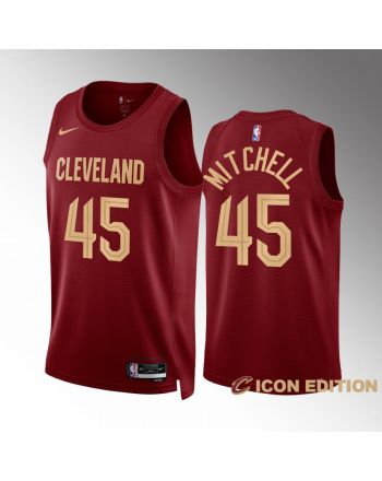 Donovan Mitchell 45 2022-23 Cleveland Cavaliers Wine Icon Edition Jersey Swingman