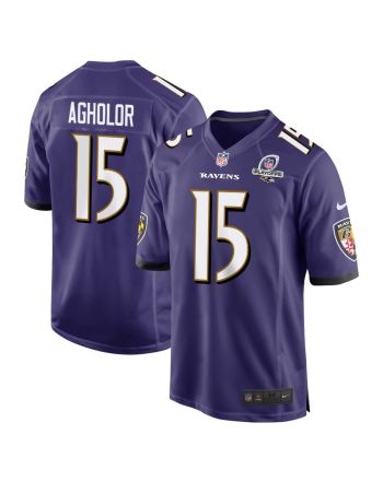 Nelson Agholor 15 Baltimore Ravens 2023 Playoffs Patch Game Men Jersey - Purple