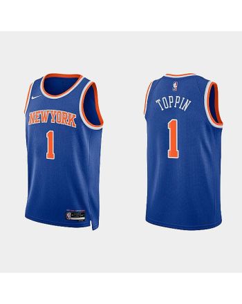 New York Knicks 1 Obi Toppin 2022-23 Icon Edition Royal Men Jersey