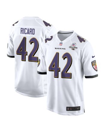 Patrick Ricard 42 Baltimore Ravens 2023 Playoffs Patch Game Men Jersey - White