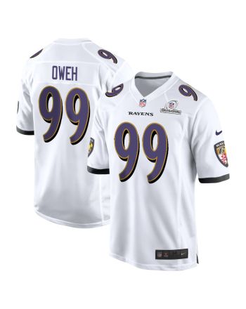 Odafe Oweh 99 Baltimore Ravens 2024 Divisional Patch Game Men Jersey - White