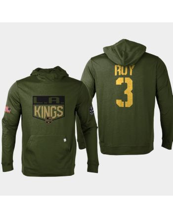 Los Angeles Kings 3 Matt Roy 2022 Salute to Service Olive Pullover Hoodie