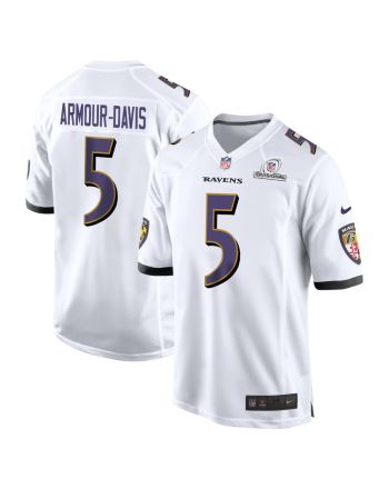 Jalyn Armour-Davis 5 Baltimore Ravens 2024 Divisional Patch Game Men Jersey - White