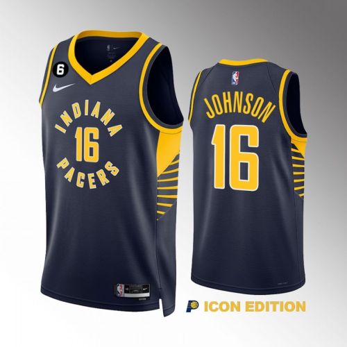 James Johnson 16 Indiana Pacers Navy Icon Edition 2022-23 Men Jersey Swingman