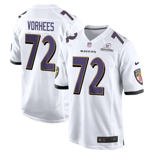 Andrew Vorhees 72 Baltimore Ravens 2024 Divisional Patch Game Men Jersey - White