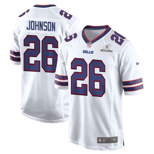 Ty Johnson 26 Buffalo Bills 2024 Divisional Patch Game Men Jersey - White