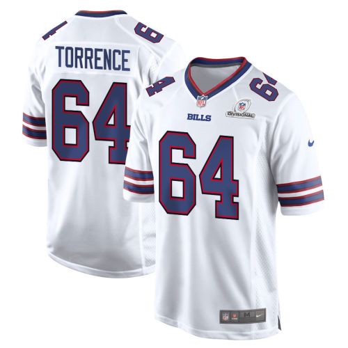 O'Cyrus Torrence 64 Buffalo Bills 2024 Divisional Patch Game Men Jersey - White