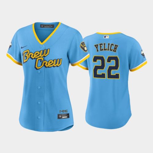 Christian Yelich 22 Milwaukee Brewers Powder Blue 2022-23 City Connect Women's Jersey