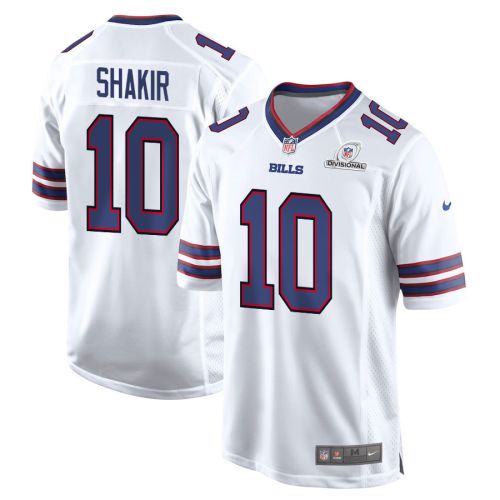 Khalil Shakir 10 Buffalo Bills 2024 Divisional Patch Game Men Jersey - White