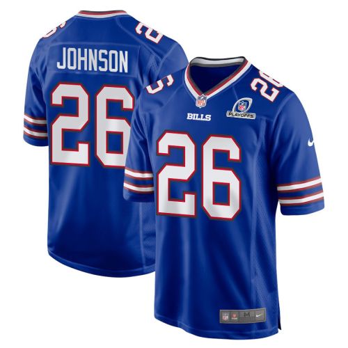 Ty Johnson 26 Buffalo Bills 2023 Playoffs Patch Game Men Jersey - Royal