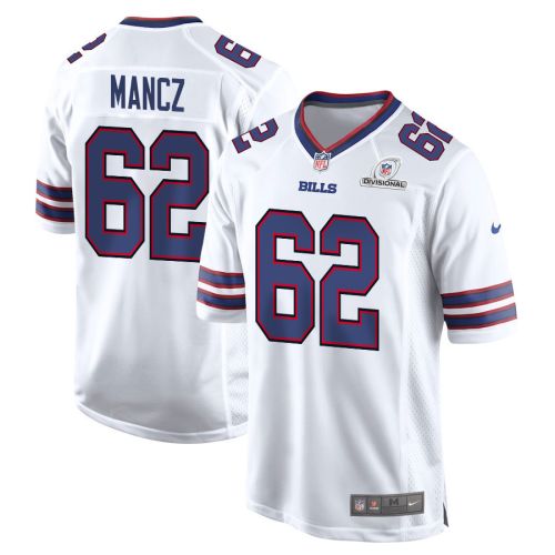 Greg Mancz 62 Buffalo Bills 2024 Divisional Patch Game Men Jersey - White