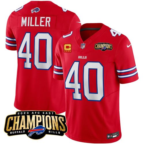 Von Miller 40 Buffalo Bills 2023 AFC East Champions Patch Game Men Jersey - Red