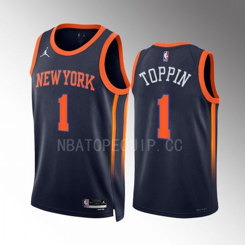 New York Knicks Obi Toppin 1 2022-23 Statement Edition Navy Men Jersey Swingman