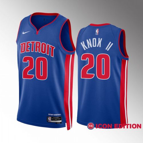 Kevin Knox II 20 2022-23 Detroit Pistons Blue Icon Edition Jersey Swingman