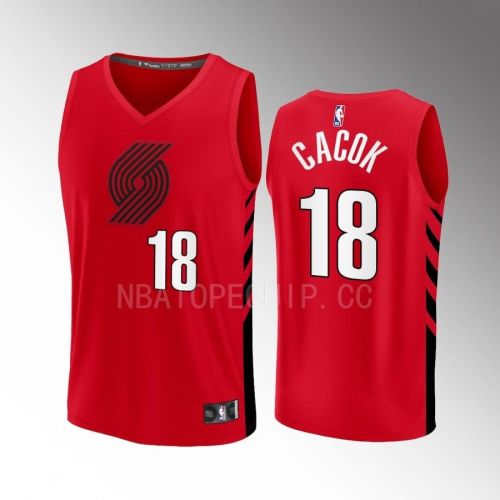 Portland Trail Blazers 18 Devontae Cacok Statement Edition Men Jersey 2022-23 Fast Break Player Red