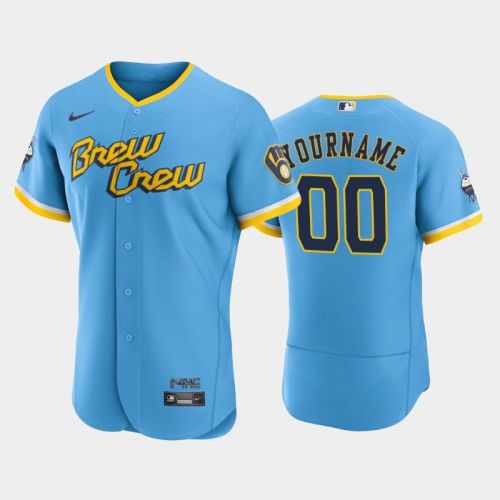 Custom 00 2022-23 City Connect Milwaukee Brewers Jersey - Powder Blue