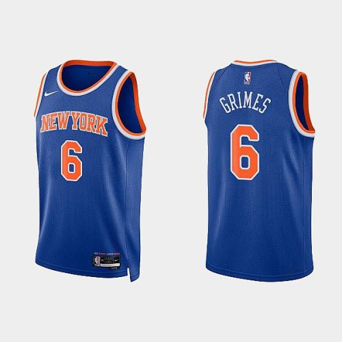 New York Knicks 6 Quentin Grimes 2022-23 Icon Edition Royal Men Jersey