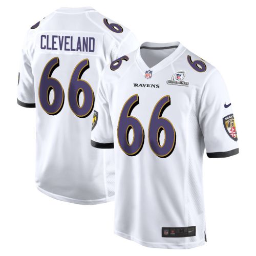 Ben Cleveland 66 Baltimore Ravens 2024 Divisional Patch Game Men Jersey - White