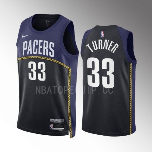 Myles Turner 33 Indiana Pacers 2022-23 City Edition Black Navy Jersey Swingman