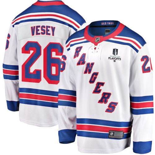 Jimmy Vesey 26 New York Rangers Stanley Cup 2023 Playoffs Patch Away Breakaway Men Jersey - White