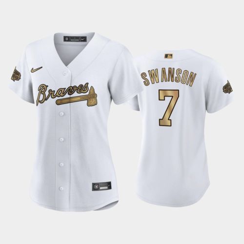 Women's Atlanta Braves 7 Dansby Swanson 2022-23 All-Star Game White Jersey