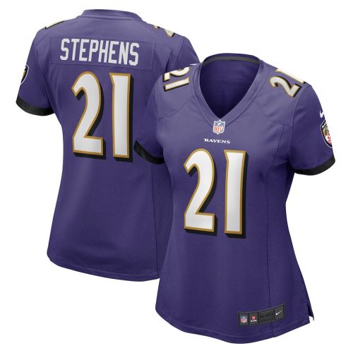 Brandon Stephens 21 Baltimore Ravens Women Game Jersey - Purple