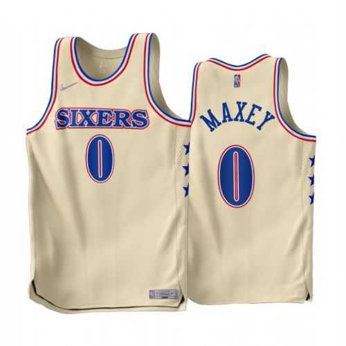 Philadelphia 76ers Tyrese Maxey 0 2022-23 Earned Edition Cream Men Jersey