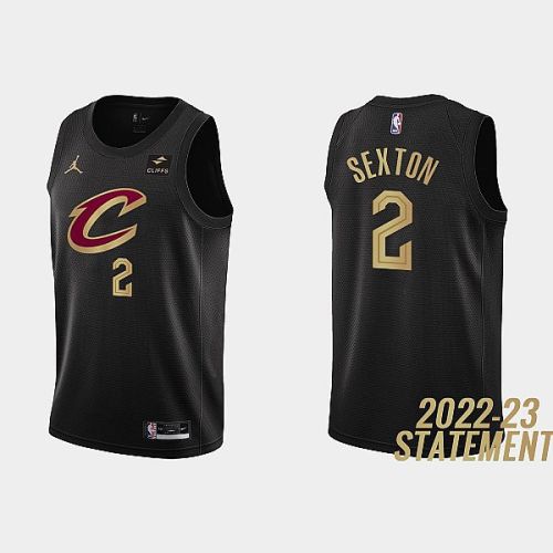 Cleveland Cavaliers 2 Collin Sexton 2022-23 Statement Edition Black Men Jersey