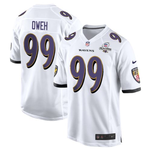 Odafe Oweh 99 Baltimore Ravens 2023 Playoffs Patch Game Men Jersey - White