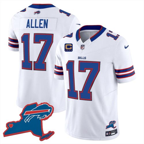 Josh Allen 17 Buffalo Bills New York Patch Game Men Jersey - White