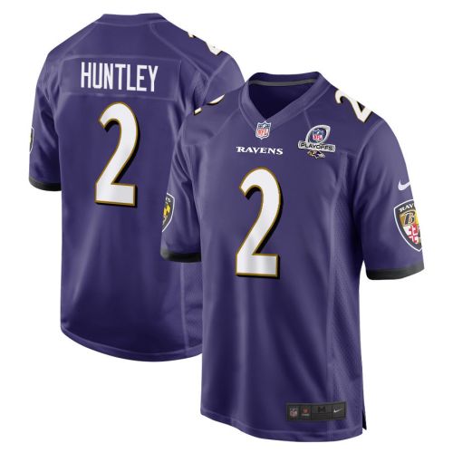 Tyler Huntley 2 Baltimore Ravens 2023 Playoffs Patch Game Men Jersey - Purple