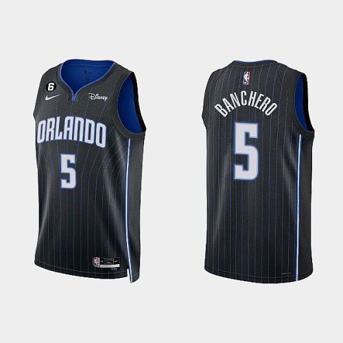 Orlando Magic 5 Paolo Banchero 2022-23 Icon Edition Black Men Jersey