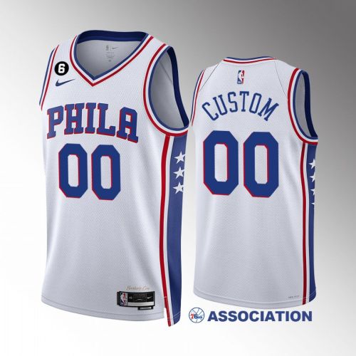 Custom 00 Philadelphia 76ers White Jersey 2022-23 Association Edition Swingman