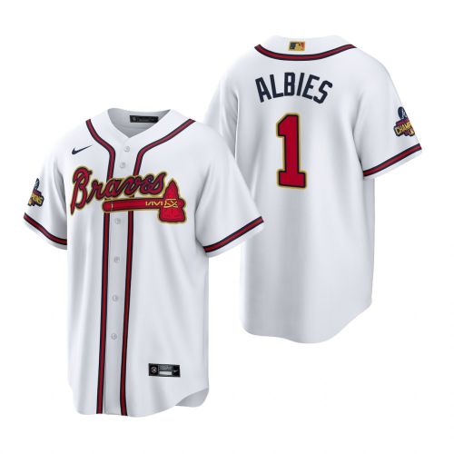 Ozzie Albies Atlanta Braves White 2022-23 Gold Program Jersey