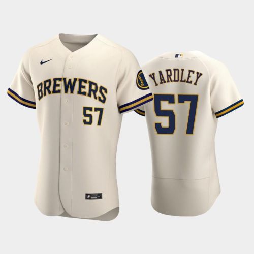 Milwaukee Brewers 57 Eric Yardley Home Team Cream Jersey Jersey