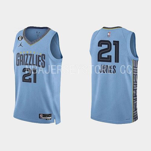 Memphis Grizzlies 21 Tyus Jones 2022-23 Statement Edition Light Blue Men Jersey