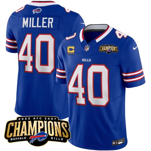 Von Miller 40 Buffalo Bills 2023 AFC East Champions Patch Game Men Jersey - Royal