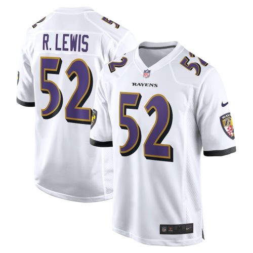 Ray Lewis 52 Baltimore Ravens Men Retired Game Jersey - White