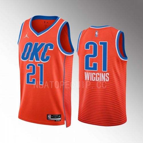 Aaron Wiggins 21 Oklahoma City Thunder Orange Men Jersey 2022-23 Statement Edition Swingman