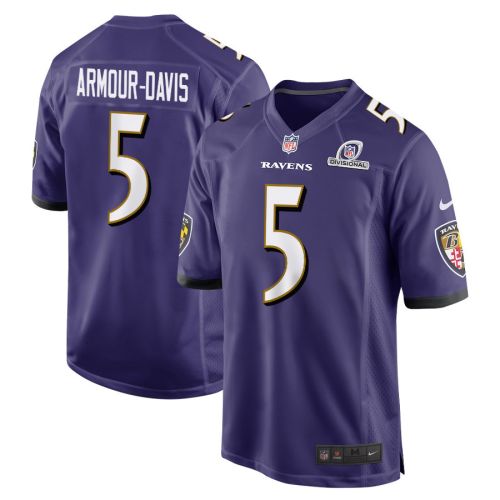 Jalyn Armour-Davis 5 Baltimore Ravens 2024 Divisional Patch Game Men Jersey - Purple