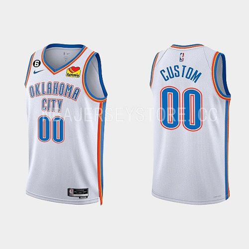 Oklahoma City Thunder Custom 00 2022-23 Association Edition White Men Jersey Swingman