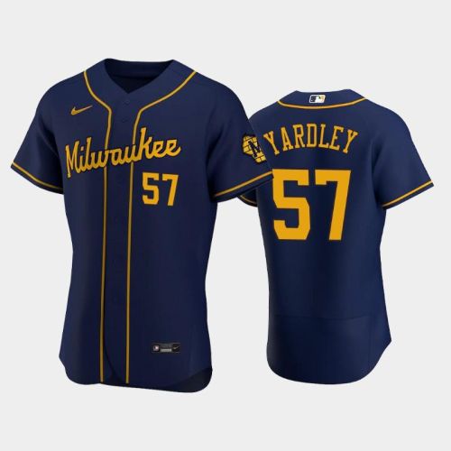 Milwaukee Brewers 57 Eric Yardley Alternate Team Navy Jersey Jersey