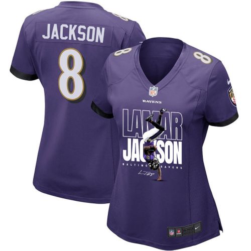 Lamar Jackson 8 Baltimore Ravens Lamar the Merrier Women Game Jersey - Purple