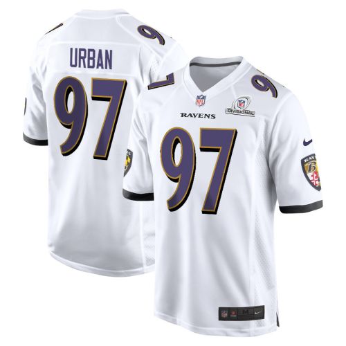 Brent Urban 97 Baltimore Ravens 2024 Divisional Patch Game Men Jersey - White