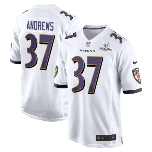 Mark Andrews 37 Baltimore Ravens 2024 Divisional Patch Game Men Jersey - White