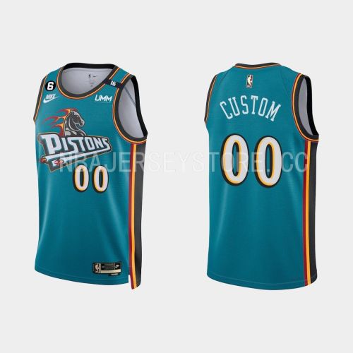 Detroit Pistons Custom 00 2022-23 Classic Edition Teal Men Jersey