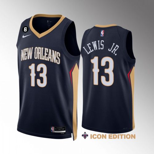 Kira Lewis Jr. 13 New Orleans Pelicans Navy Jersey 2022-23 Icon Edition NO.6 Patch